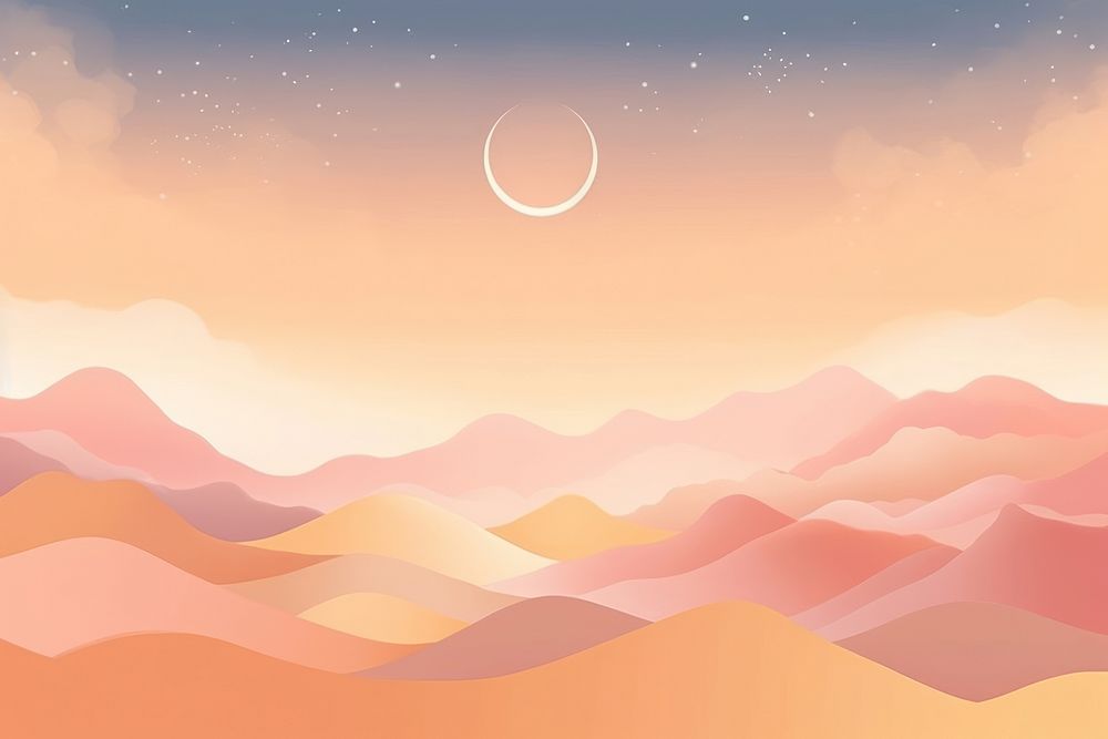 Aesthetic mountain background with crescent moon background backgrounds astronomy outdoors.