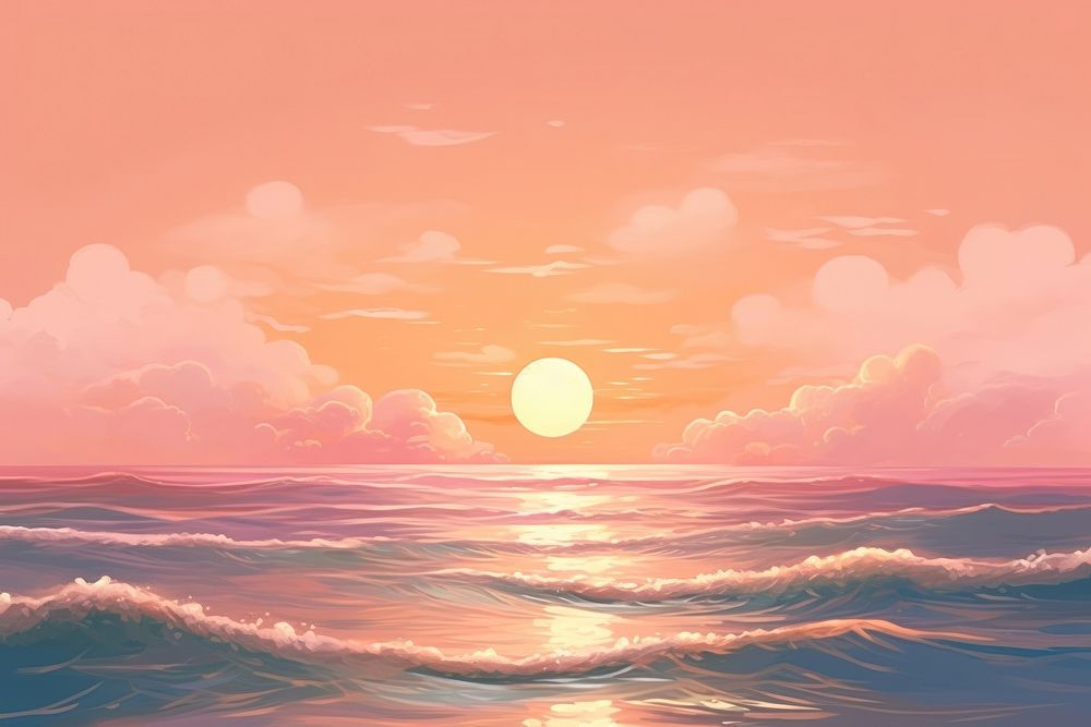 Aesthetic sea with sunset pastel background backgrounds outdoors horizon.