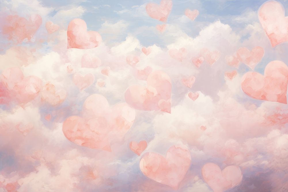 Hearts of cloud backgrounds outdoors painting.