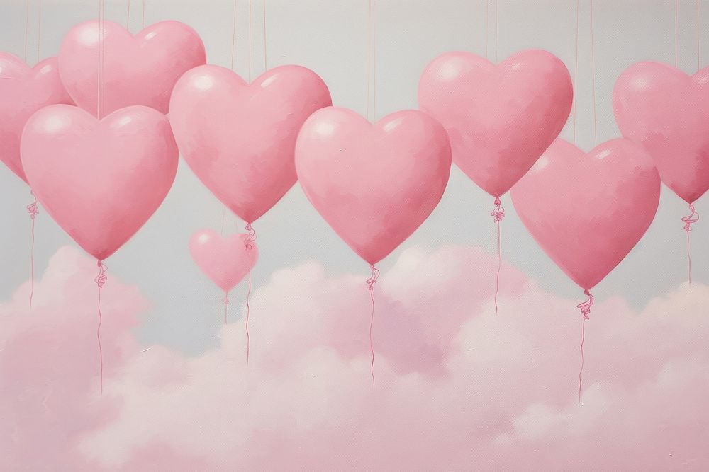 Hearts of cloud backgrounds balloon celebration.