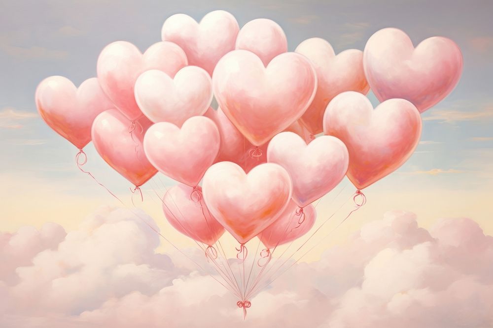Hearts of cloud backgrounds balloon transportation.