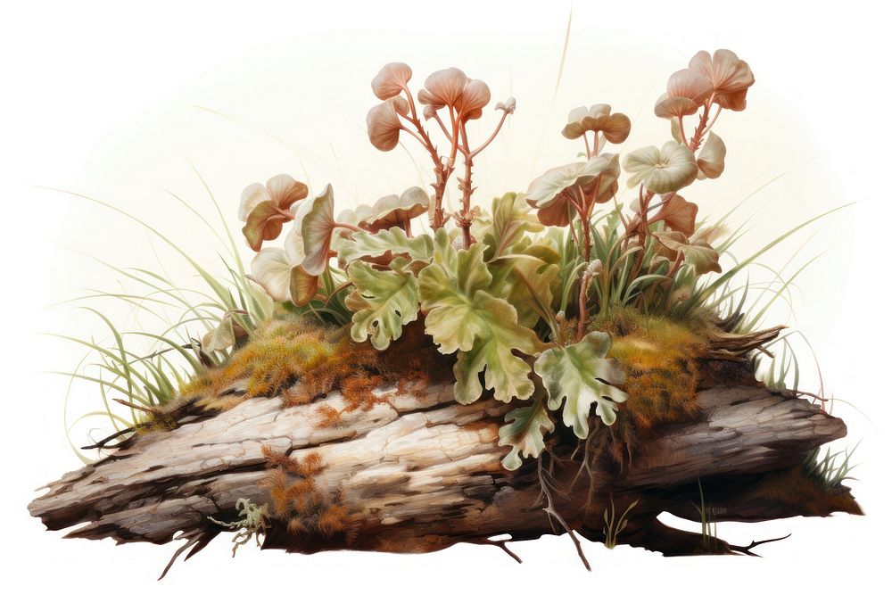 Bryophytes mushroom painting flower.