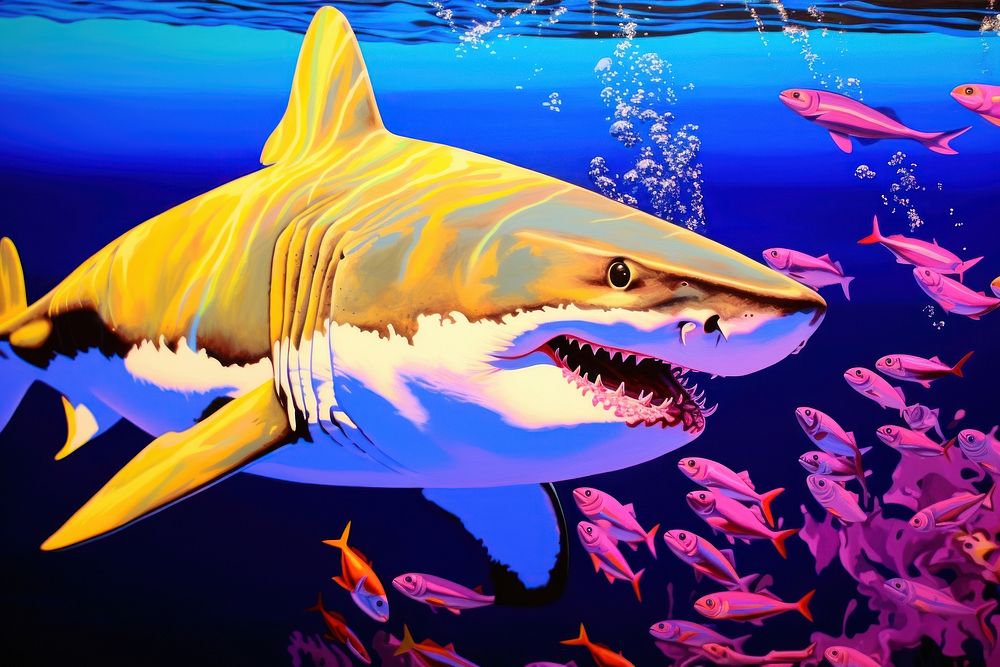 Great white shark animal marine yellow.