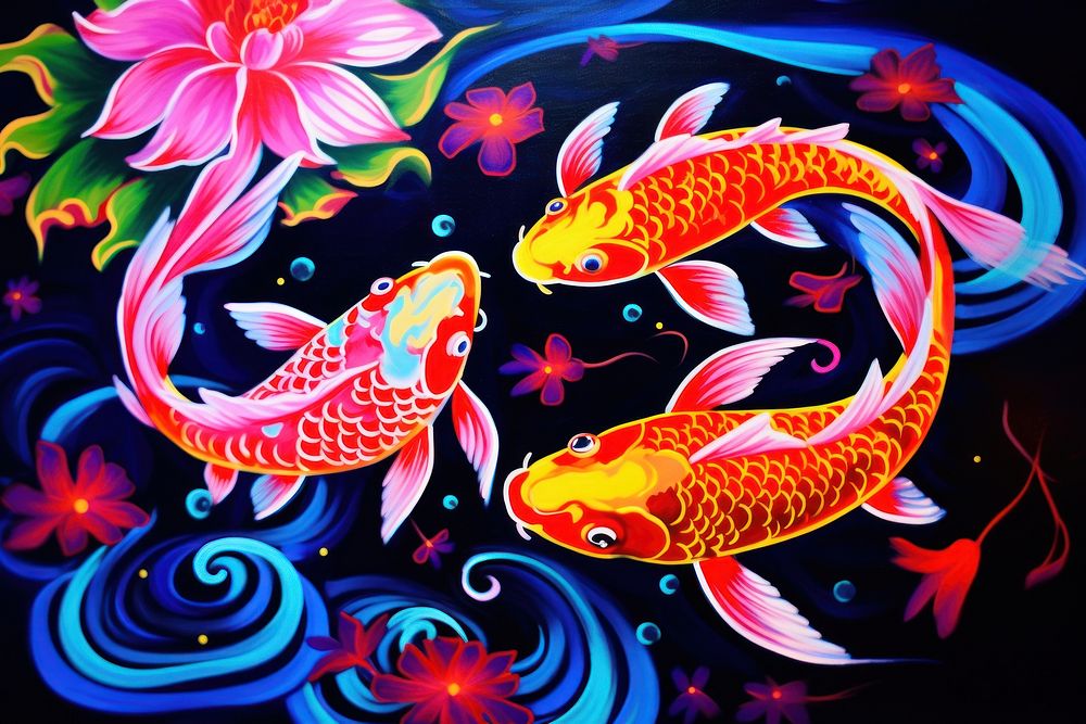 Koi fish painting pattern animal.