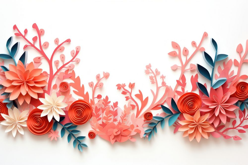 Coral reef floral border pattern flower paper.