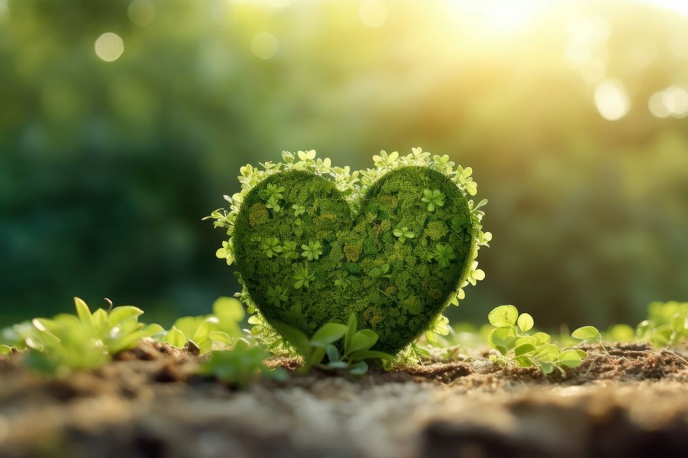 Green planet Earth in shape of heart plant tranquility agriculture.