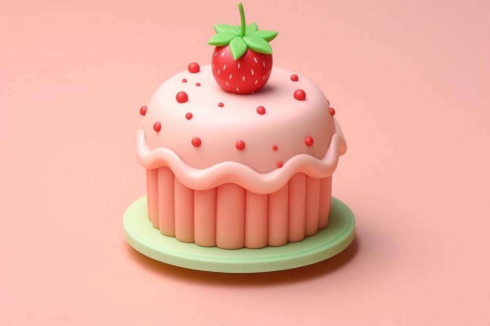 Cake strawberry dessert cupcake.