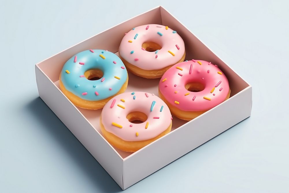 Donuts in box food confectionery nonpareils.