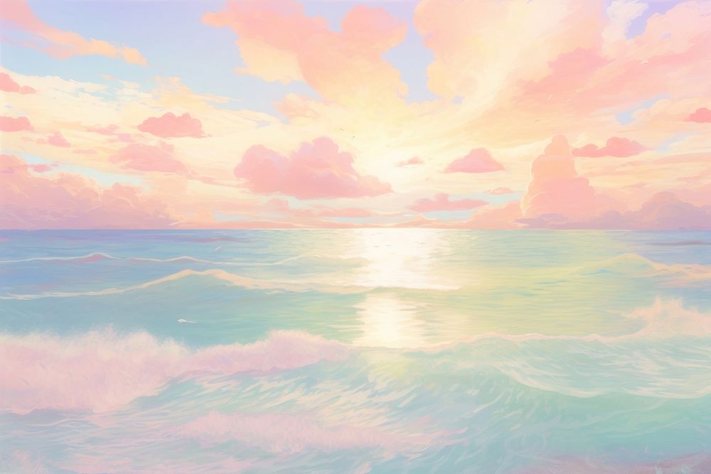 Sea with sunset pastel backgrounds landscape outdoors.