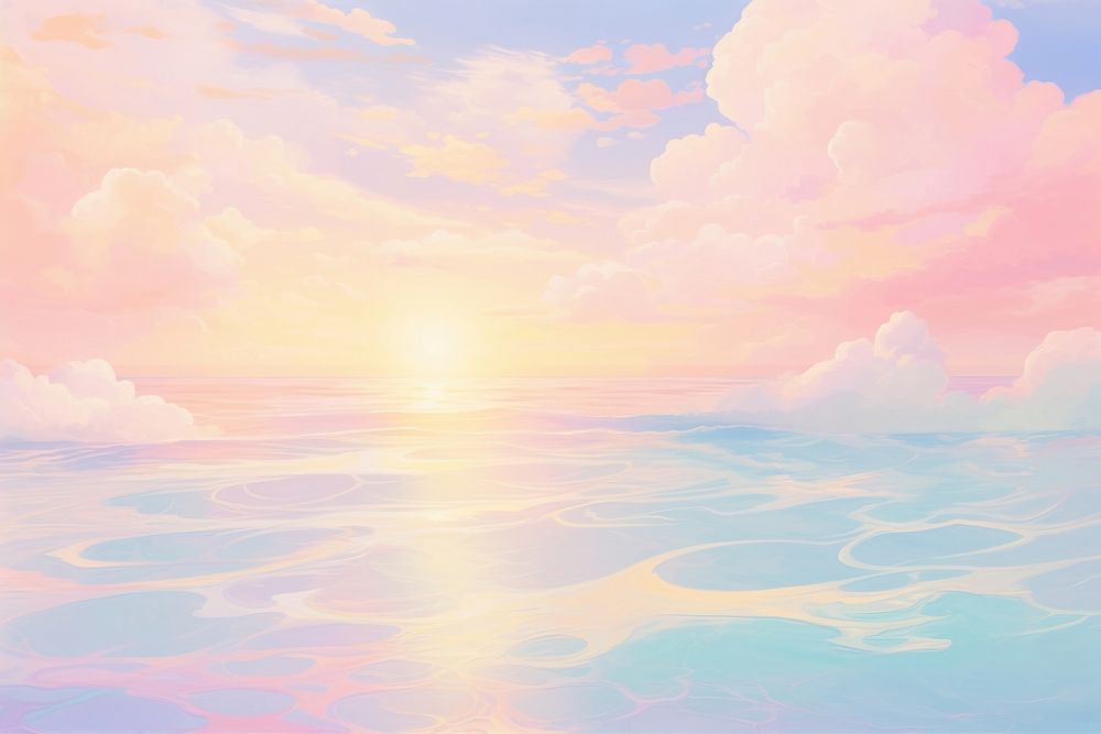 Sea with sunset pastel backgrounds sunlight outdoors.