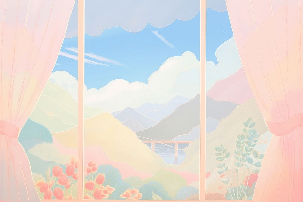 Window with landscape view backgrounds painting nature.