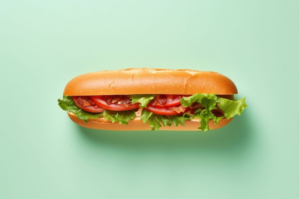 Sandwich ketchup food vegetable.