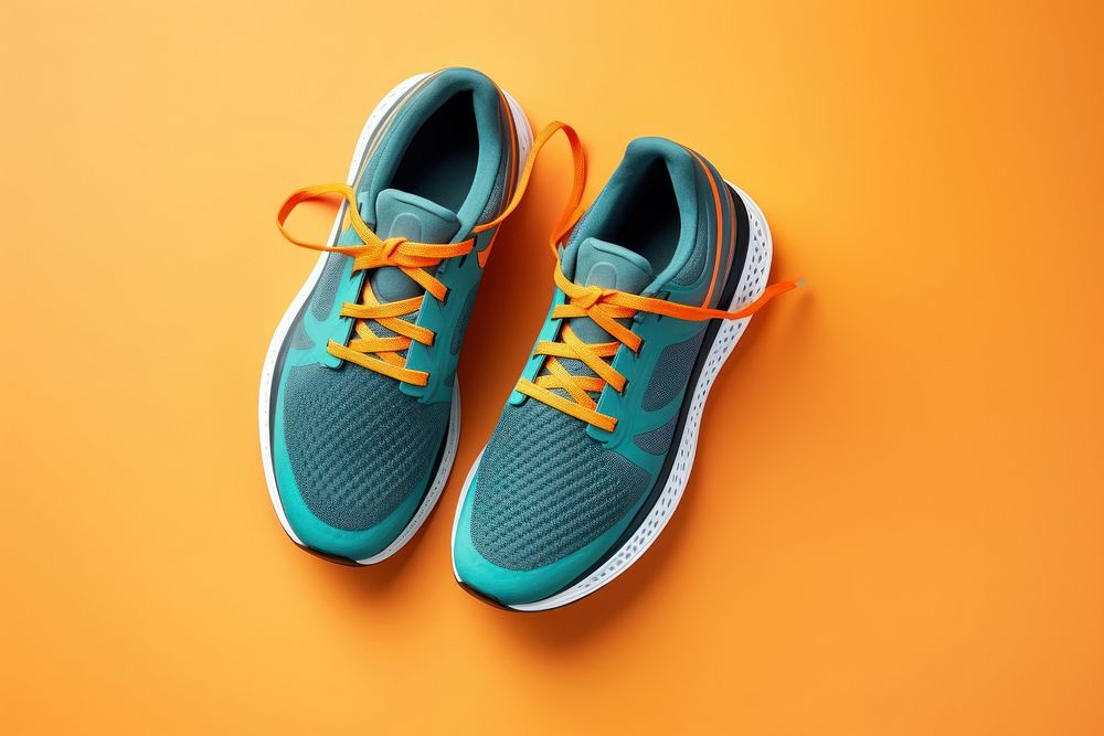 Sport shoe footwear turquoise shoelace.