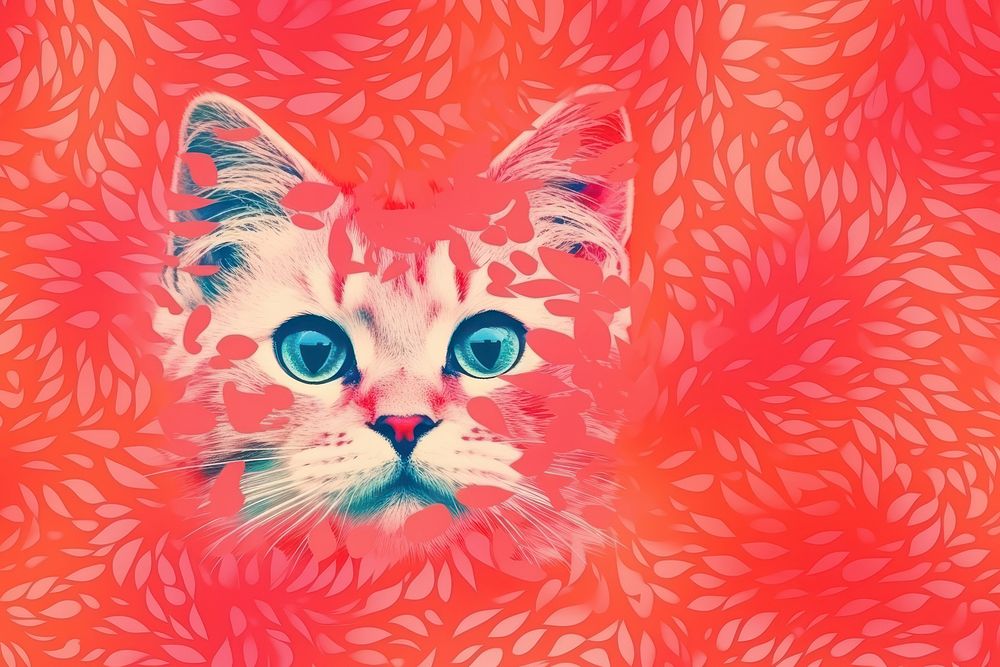 Abstract memphis kitten illustration backgrounds pattern animal.