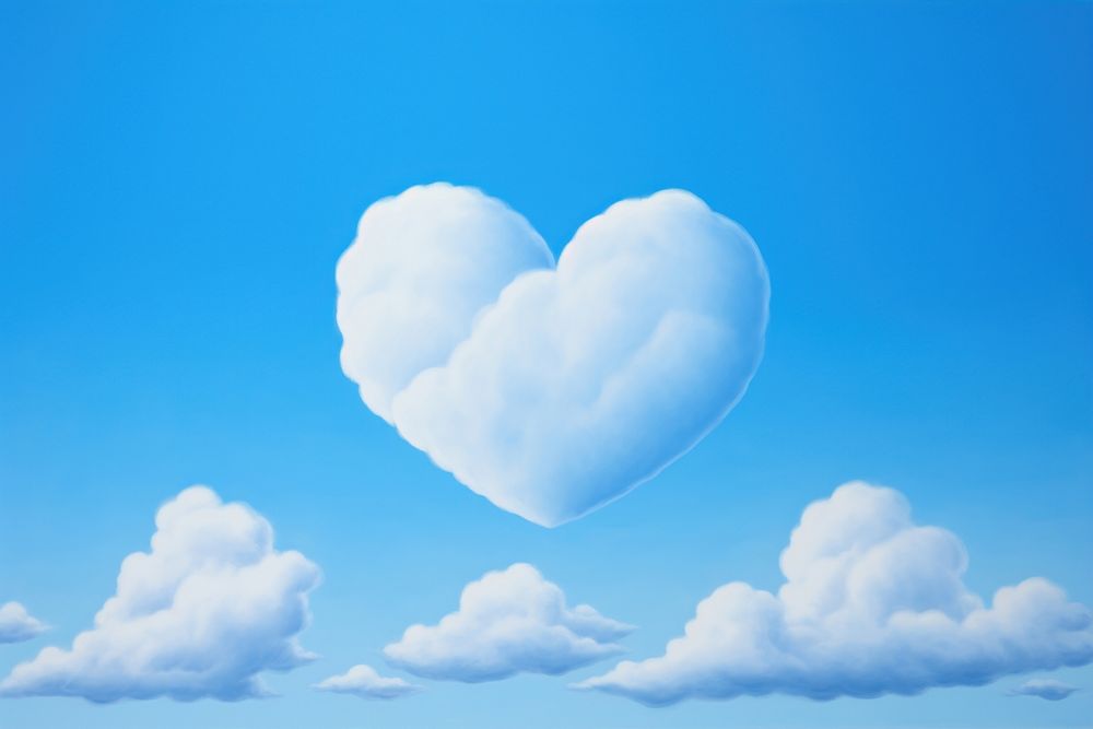 Minimal space a heart shaped cloud outdoors nature blue.