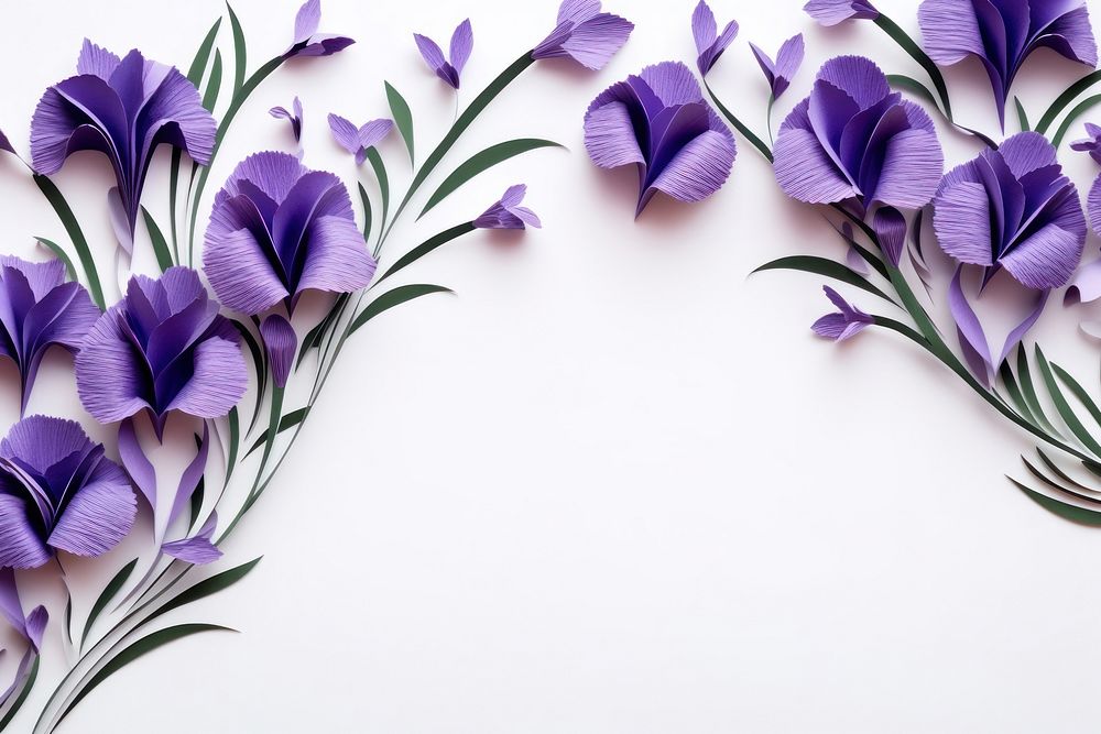 Iris floral border flower lavender pattern.