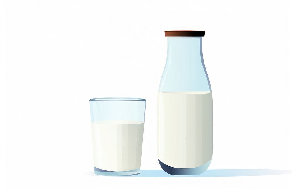 Glass of milk and bottle glass drink dairy.