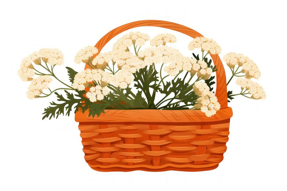 Yarrow flower in a basket plant white background chrysanths.