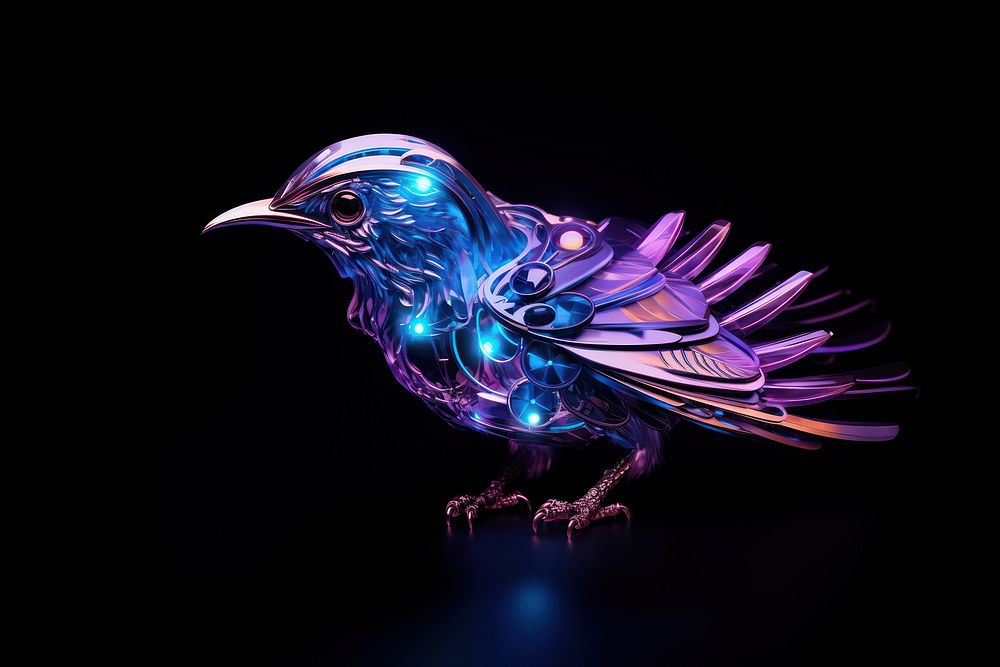 Neon bird animal light beak.