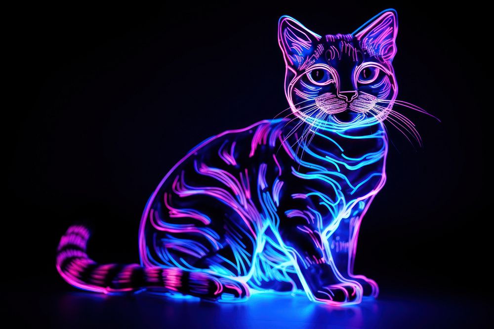 Neon cat light animal mammal.
