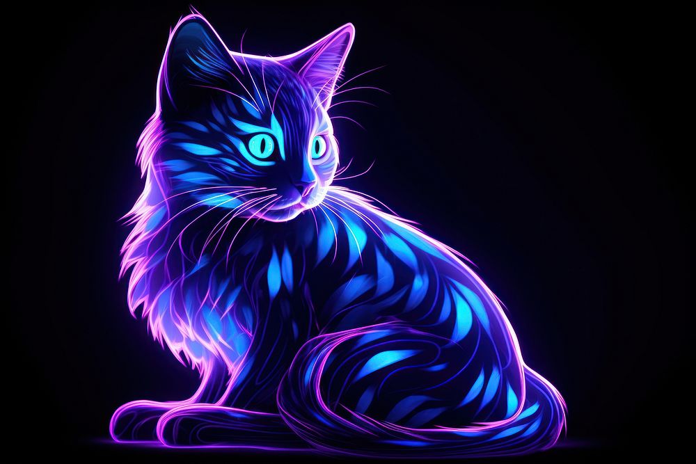 Neon cat light animal mammal.