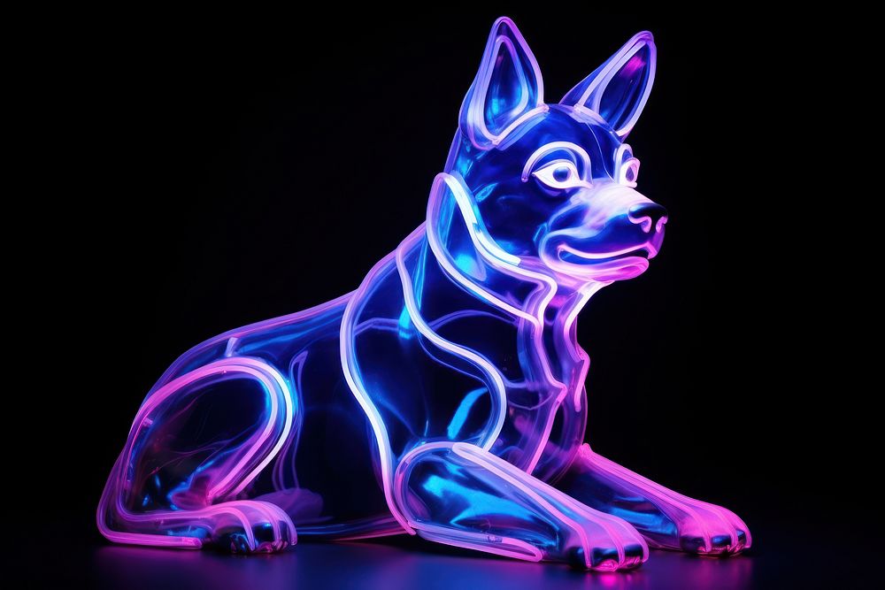 Neon dog light animal mammal.