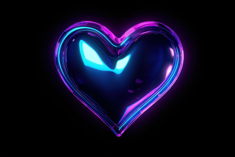 Neon heart object light night illuminated.