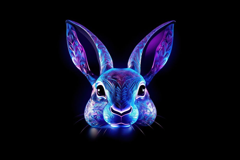 Neon rabbit animal mammal purple.