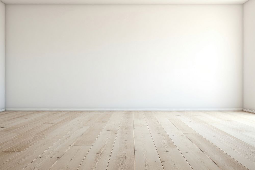 White wall in an empty room with a wooden floor architecture building flooring.