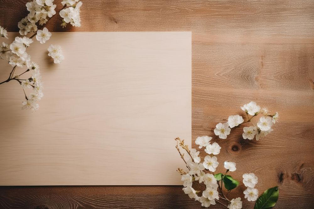Wood flower paper blackboard.