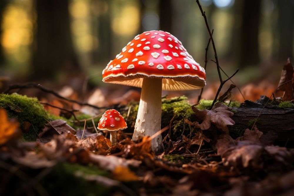 Autumn forest mushroom agaric fungus.