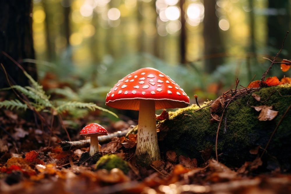 Autumn forest mushroom agaric fungus.