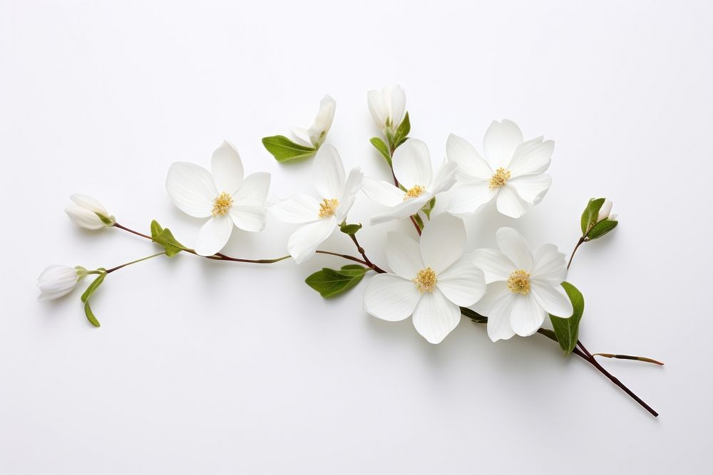 White flowers and buds blossom petal plant.