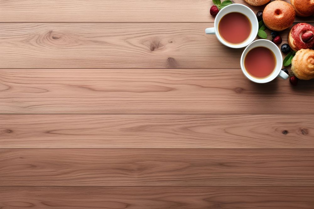 Breakfast food and wood backgrounds hardwood floor.