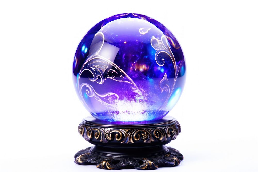 Crystal ball magic sphere purple illuminated.