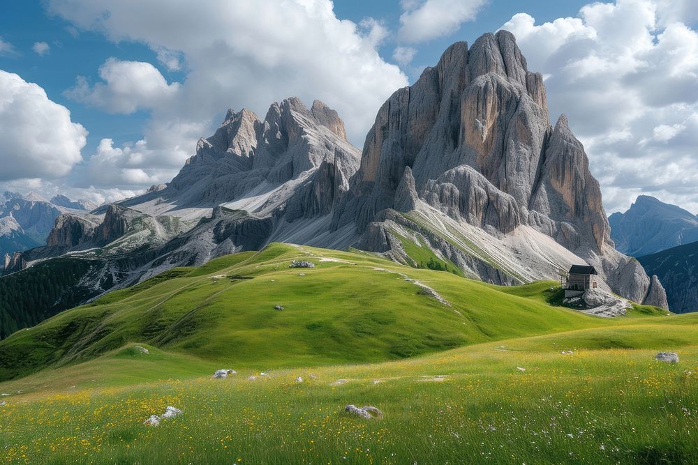 Italy landscape grassland panoramic.