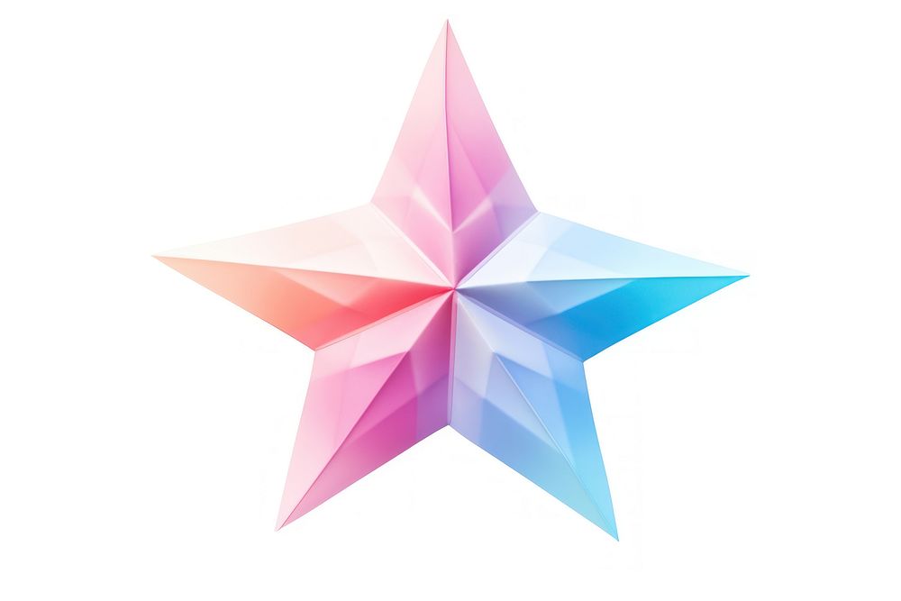 Origami paper star in pastel color symbol white background fragility.