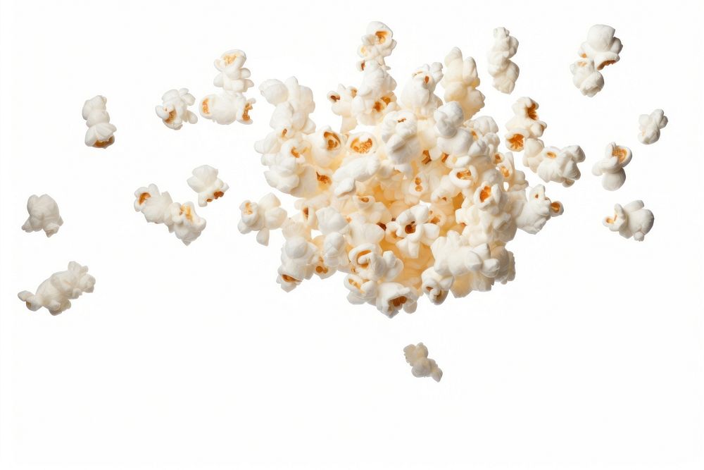 Popcorn snack white food.