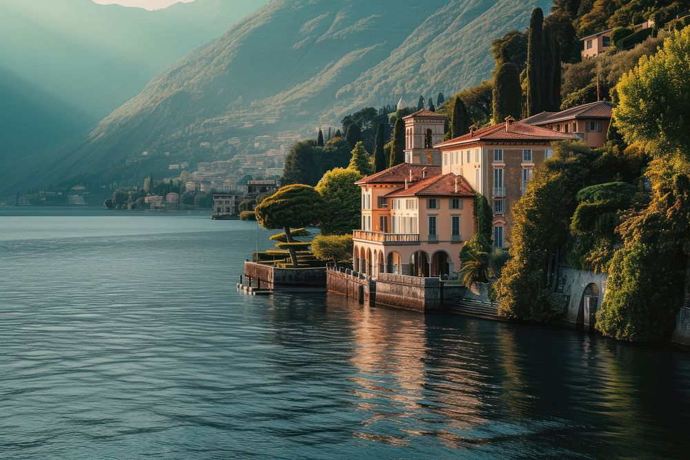 Italy lake architecture waterfront.