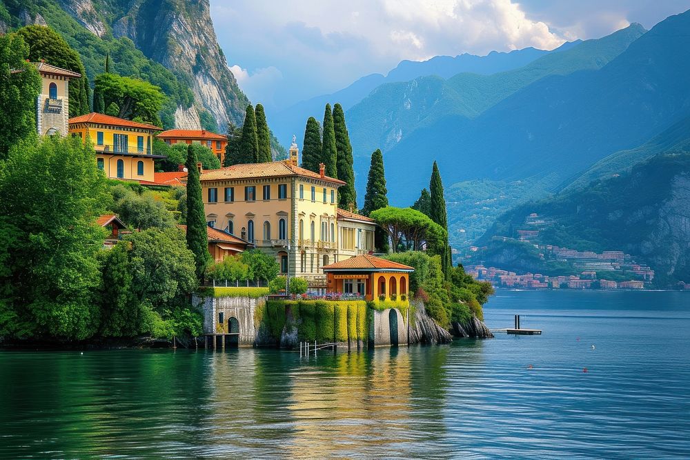 Italy lake architecture waterfront.