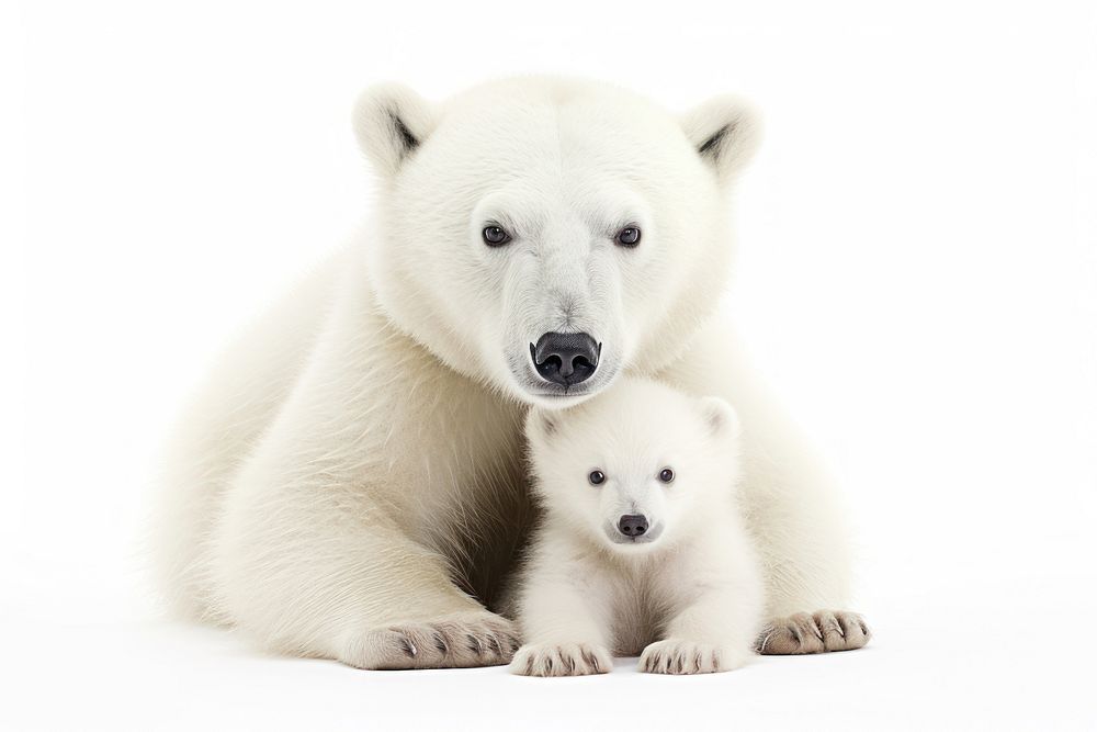 Polar bear abd baby border wildlife animal mammal.