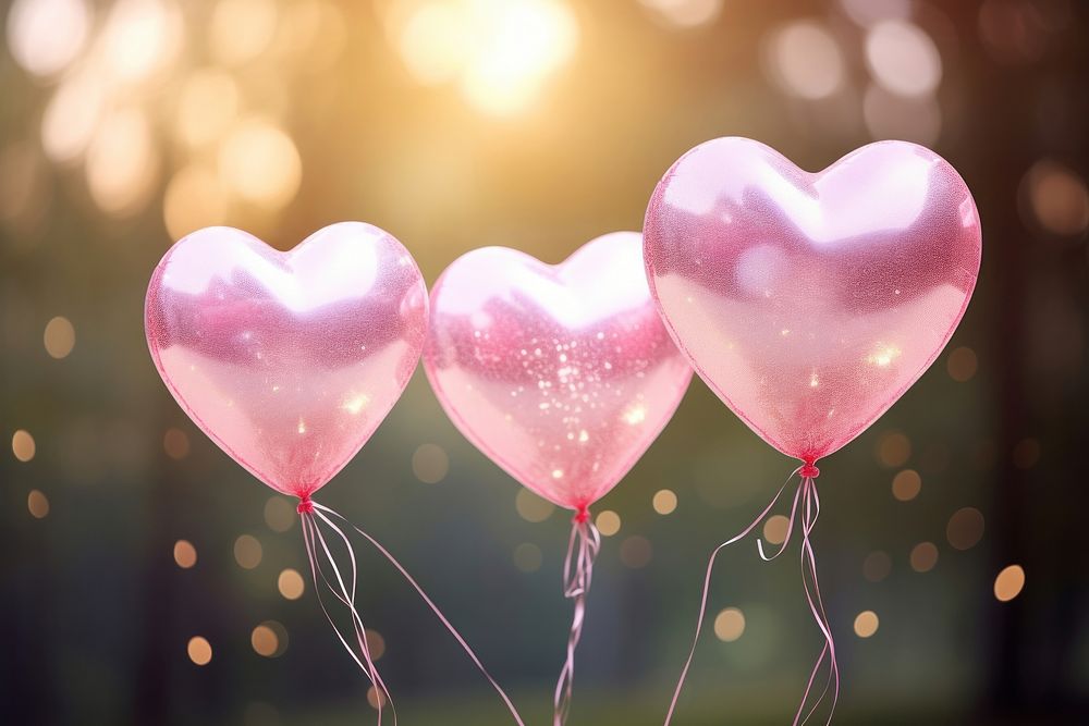 Balloons air heart shape pink illuminated celebration.