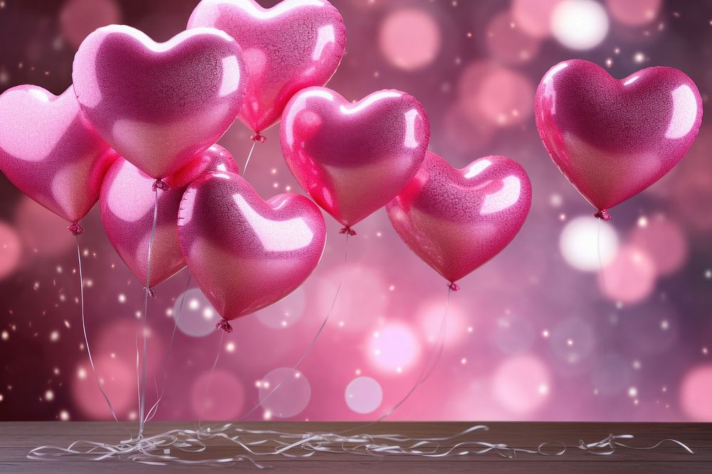 Balloons air heart shape pink celebration anniversary.