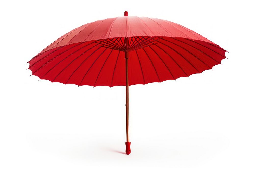Photo of red chinese umbrella white background architecture protection.