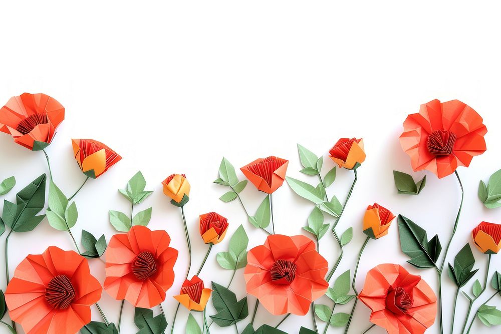Poppy floral border flower backgrounds origami.