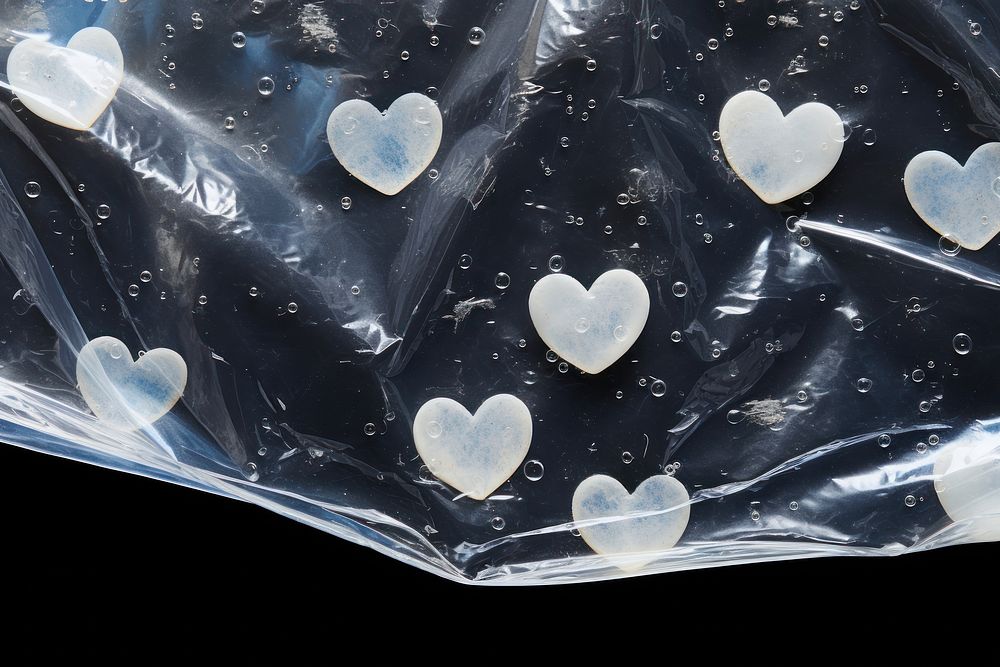 Plastic wrap with heart patterns backgrounds black background jacuzzi.