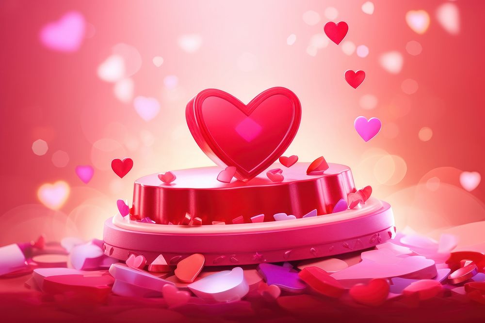 Red heart dessert cake celebration.