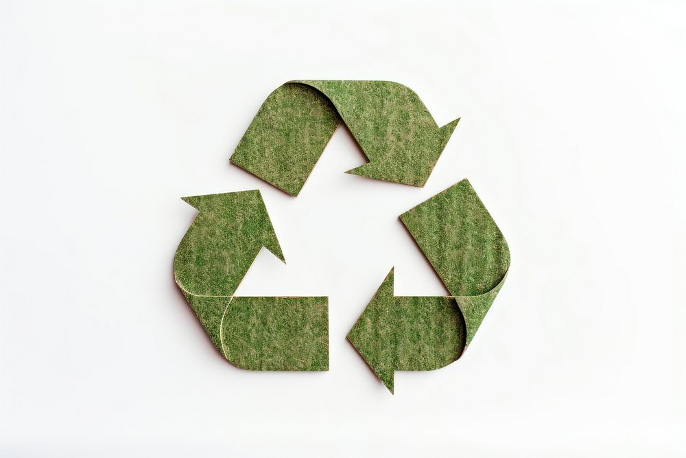 Green white background recycling symbol.