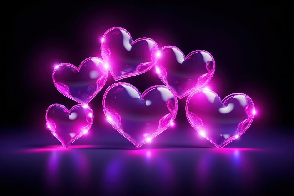 Purple light heart neon.