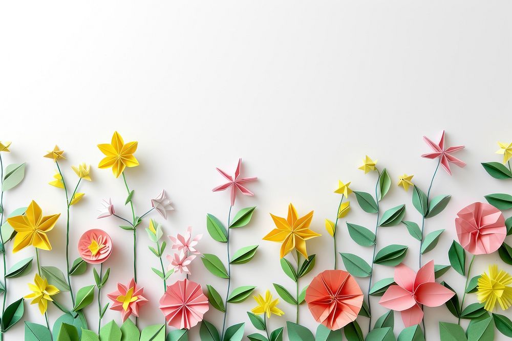 Spring floral border flower backgrounds origami.